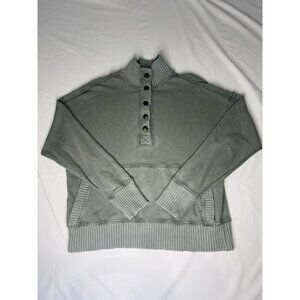 Aerie OH SNAP Henley Mock Neck Sweatshirt Women’s XS Rugged Green